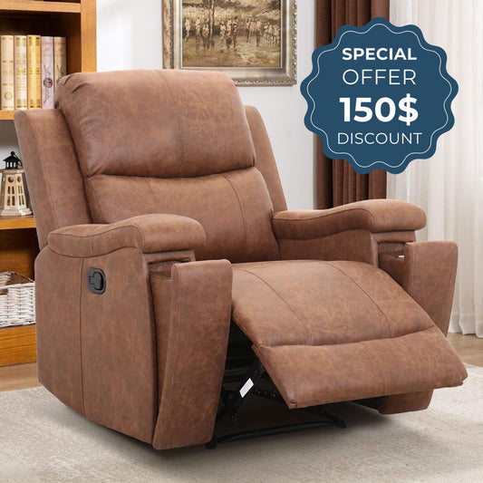 Classic and Traditional Manual Leather Recliner Chair