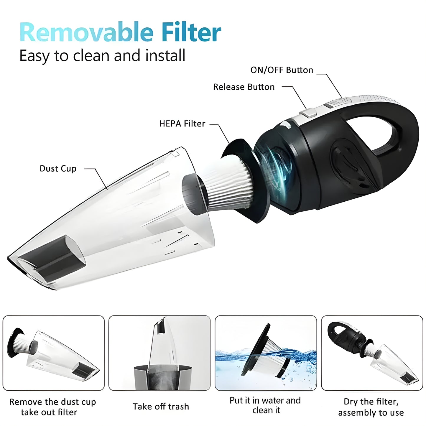 2025 Multi‑Function New Handheld Vacuum Cleaner – Cordless High‑Suction for Home + Car