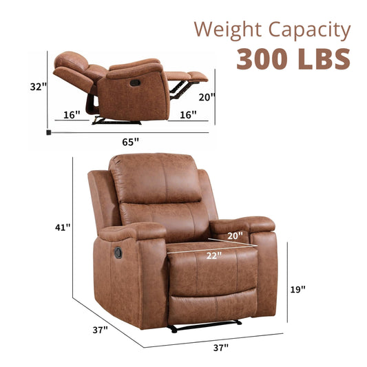 Classic and Traditional Manual Leather Recliner Chair