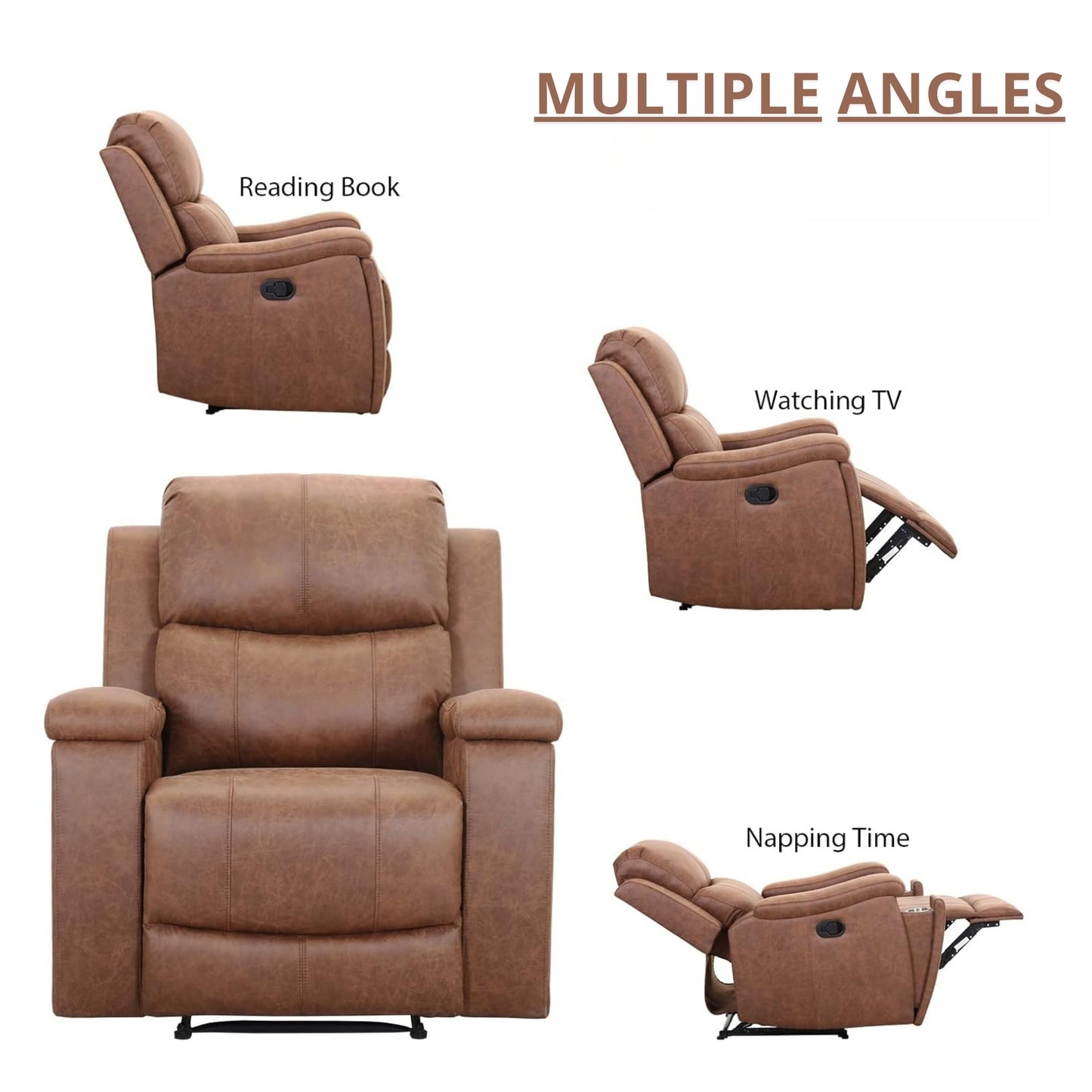 Classic and Traditional Manual Leather Recliner Chair