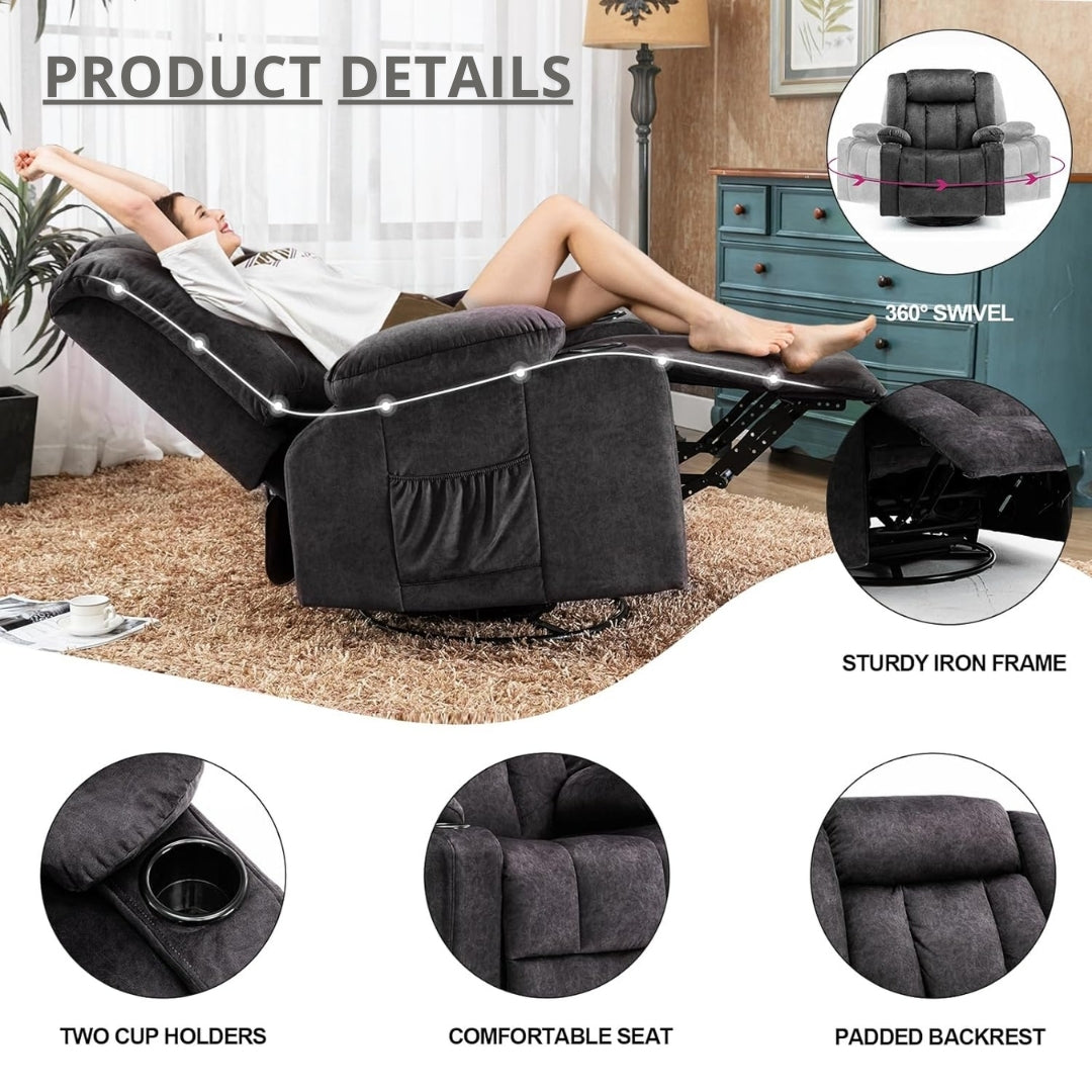 360° Swivel Rocker Glider Recliner for Heavy People