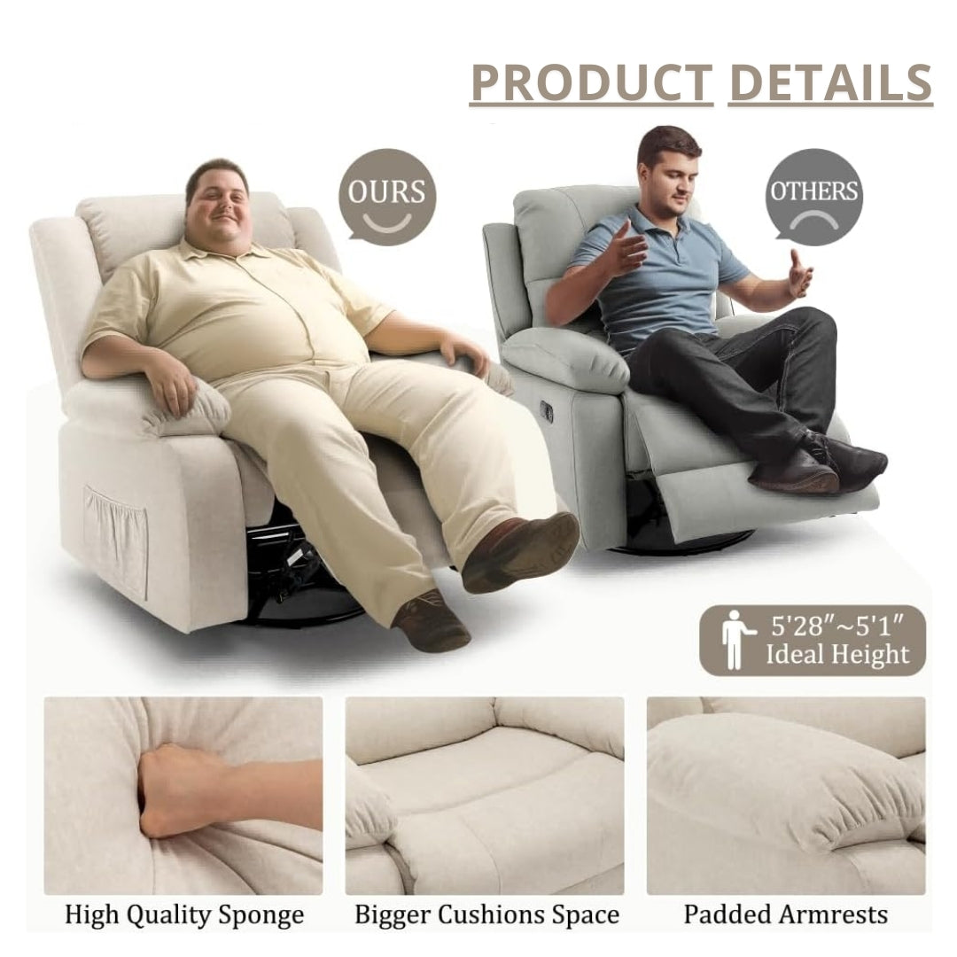 Large Rocker 360° Swivel Oversized Recliner