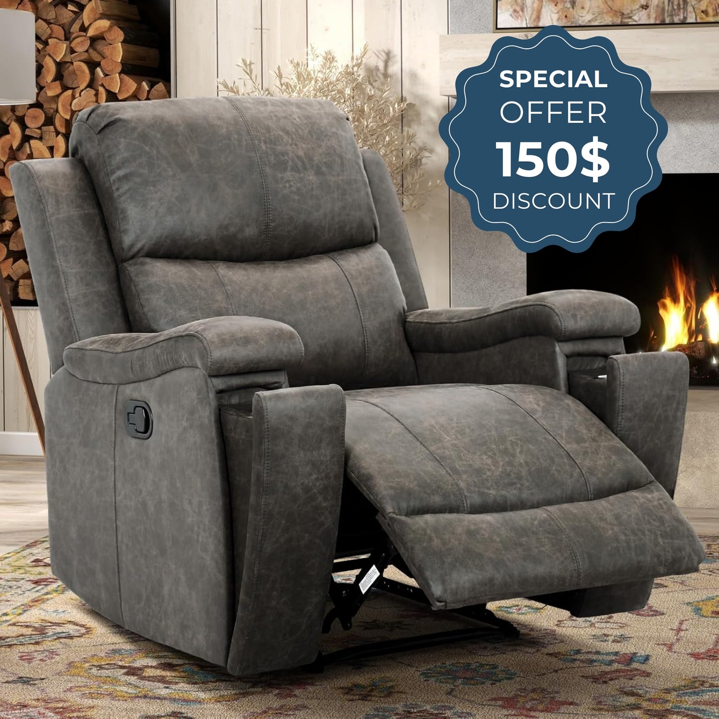 Classic and Traditional Manual Leather Recliner Chair