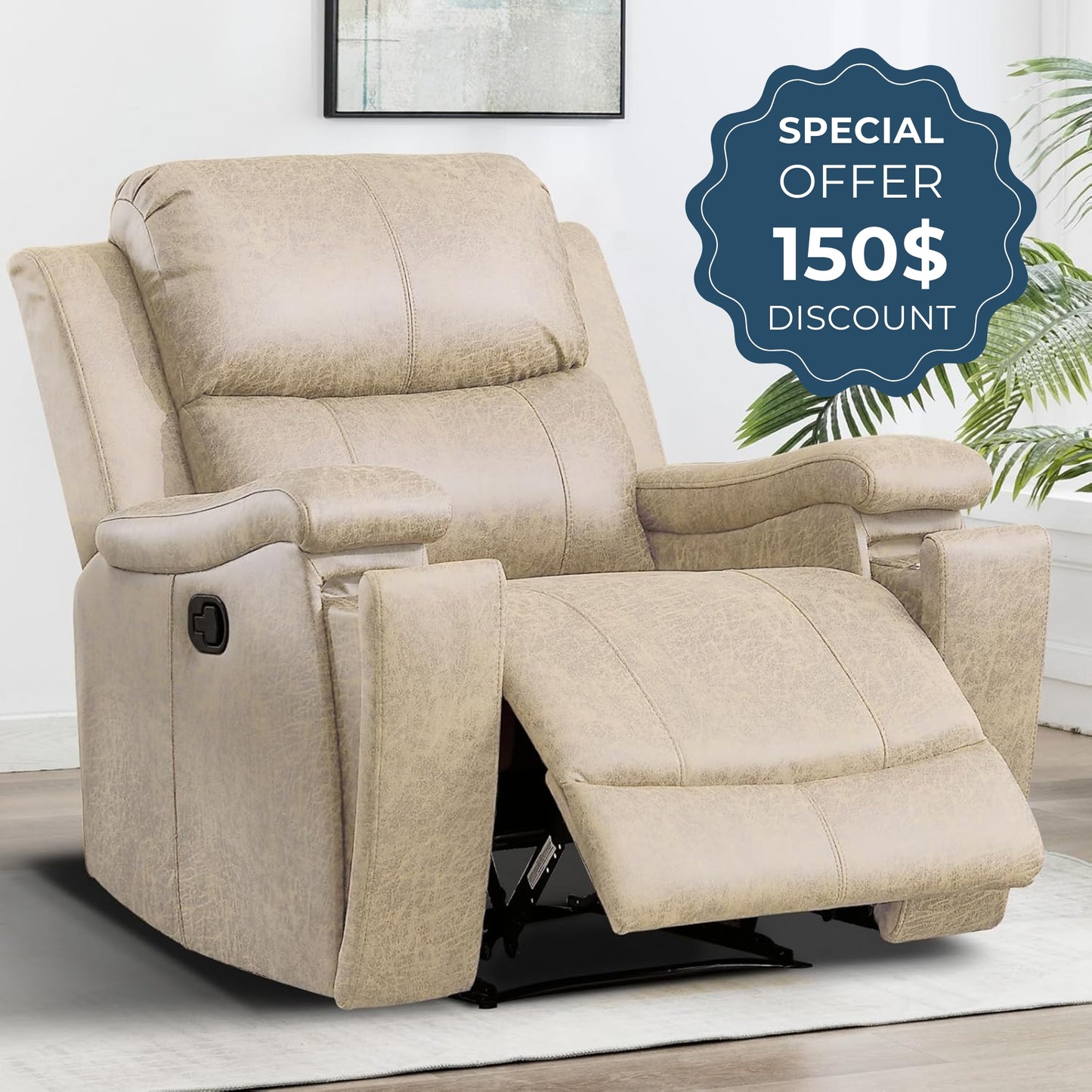 Classic and Traditional Manual Leather Recliner Chair