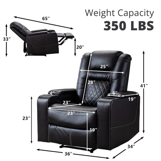 Electric Theater Seating Leather Power Recliner Chair for Heavy Person