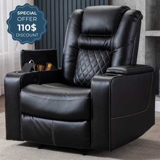 Electric Home Theater Seating Leather Power Recliner Chair for Heavy Person