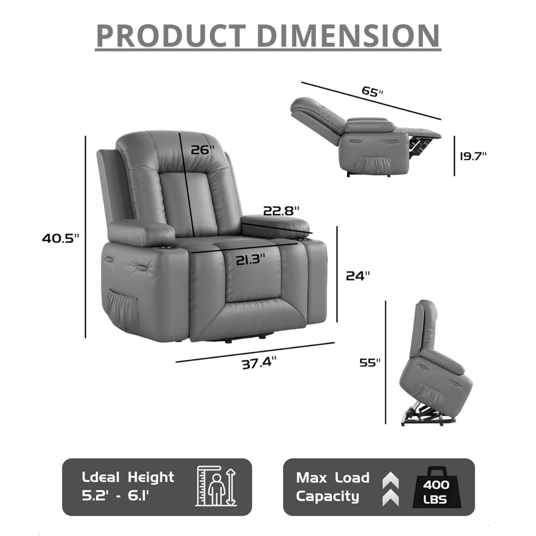 Electric Lift Leather Heavy-Duty Recliner Chair