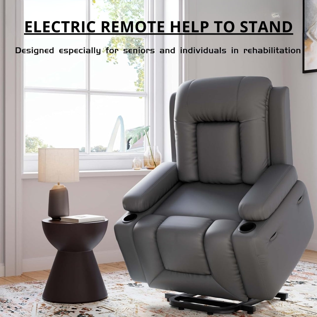 Electric Lift Leather Heavy-Duty Recliner Chair with Massage
