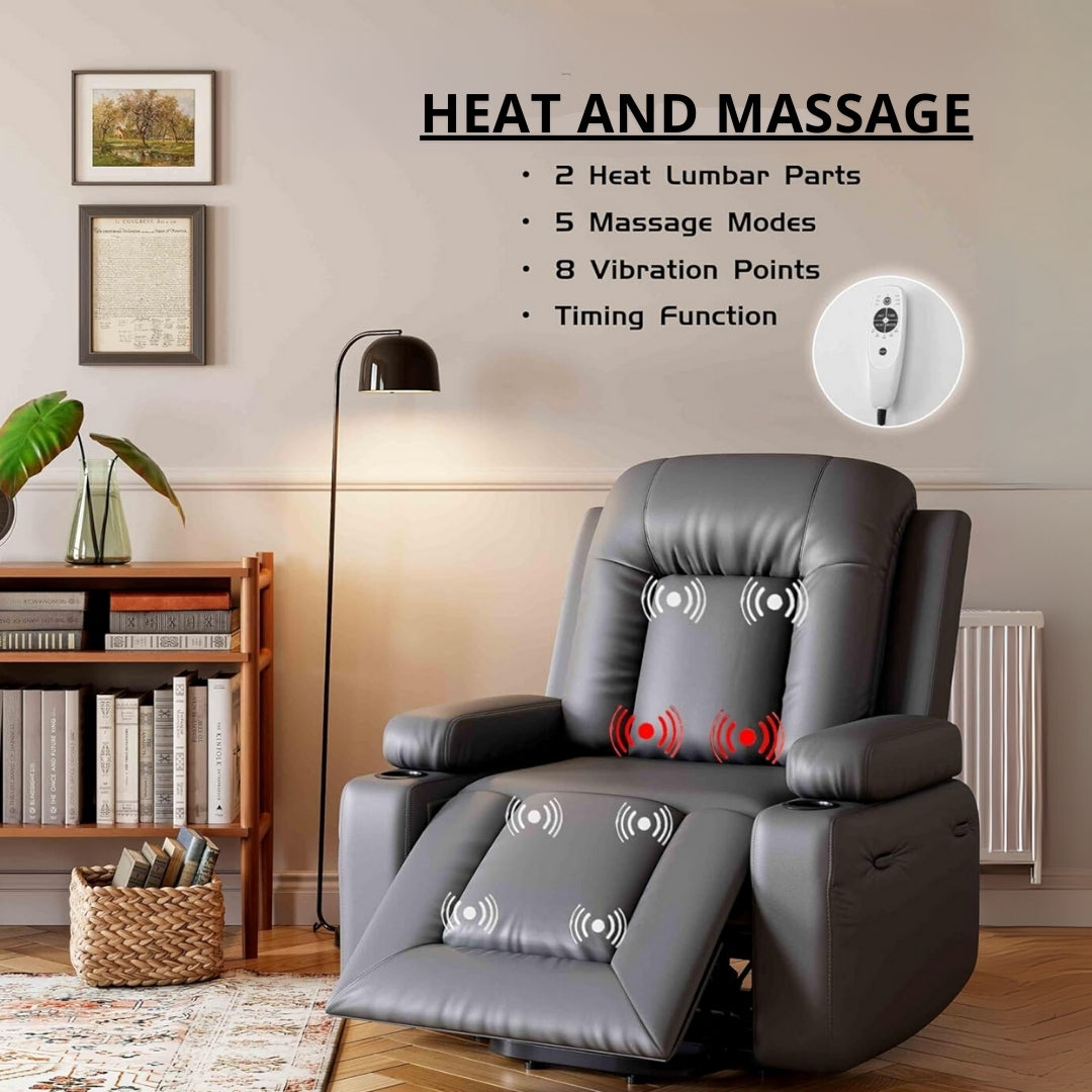 Electric Lift Leather Heavy Recliner Chair with Heat & Massage