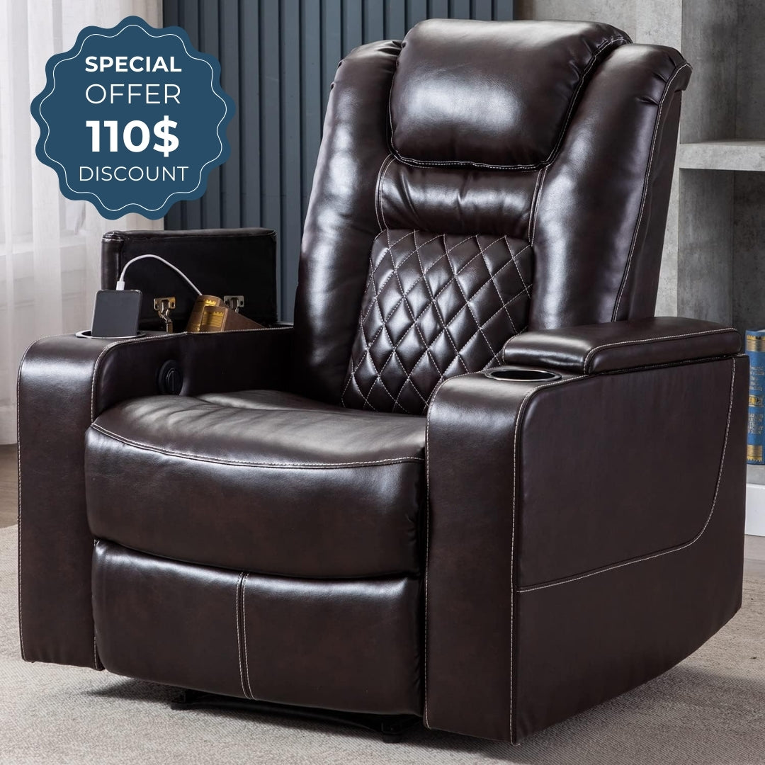 Electric Home Theater Seating Leather Power Recliner Chair