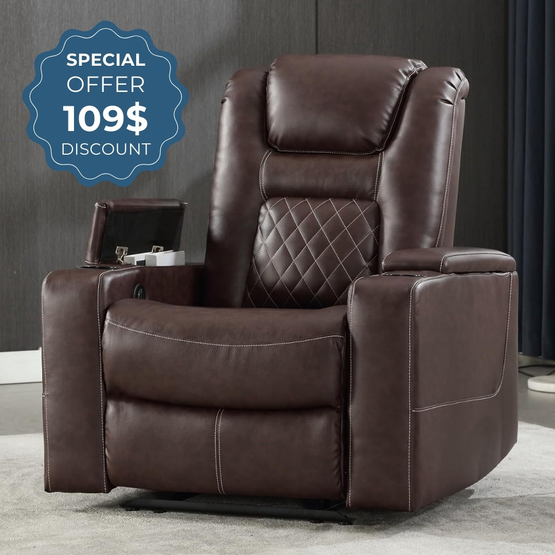 Electric Home Theater Seating Leather Power Recliner Chair