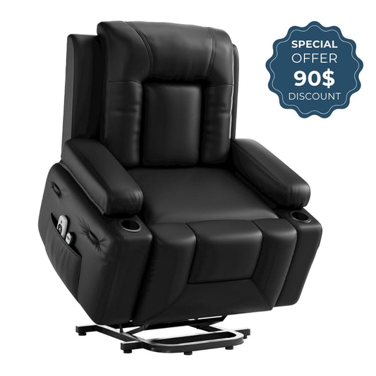 Electric Lift Leather Heavy-Duty Recliner Chair with Heat & Massage