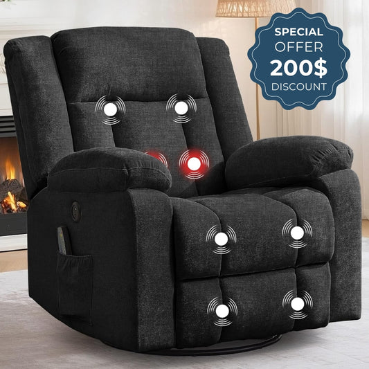 Heavy Duty Recliner with High Weight Capacity 360° Swivel & Rocking