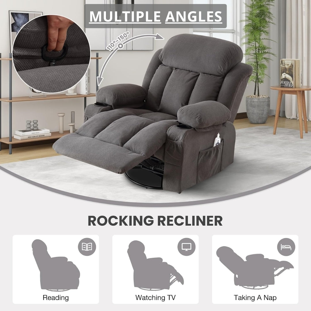 Oversized Power Recliner with Vibration Massage & Lumbar Heating