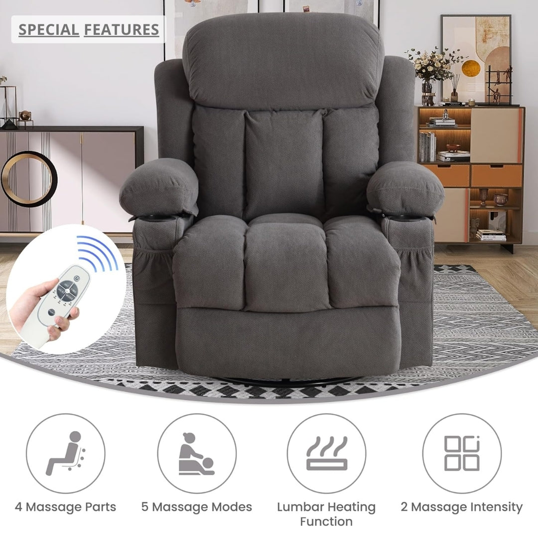 Oversized Power Recliner with Vibration Massage & Lumbar Heating