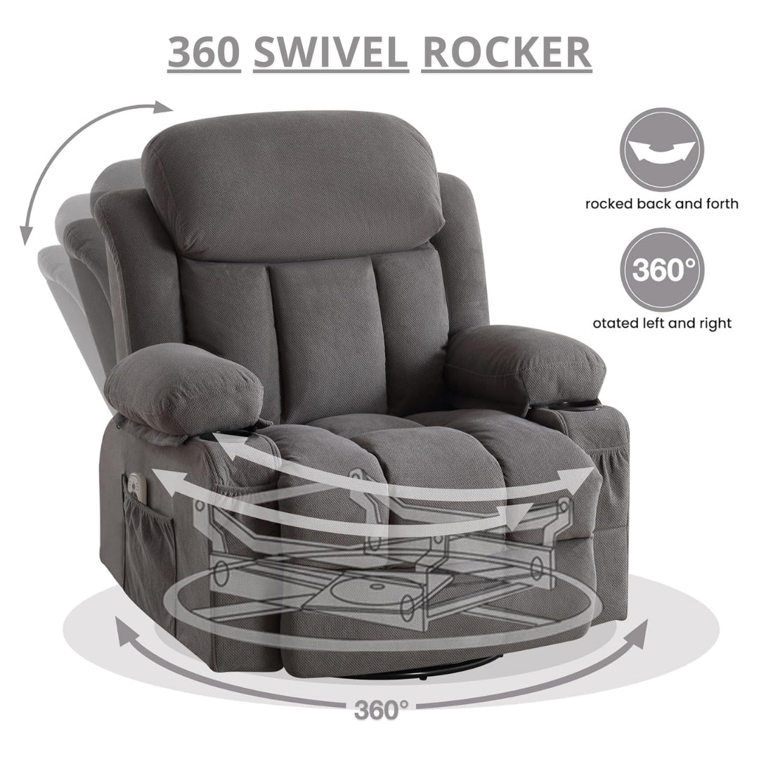 Oversized Power Recliner with Vibration Massage & Lumbar Heating