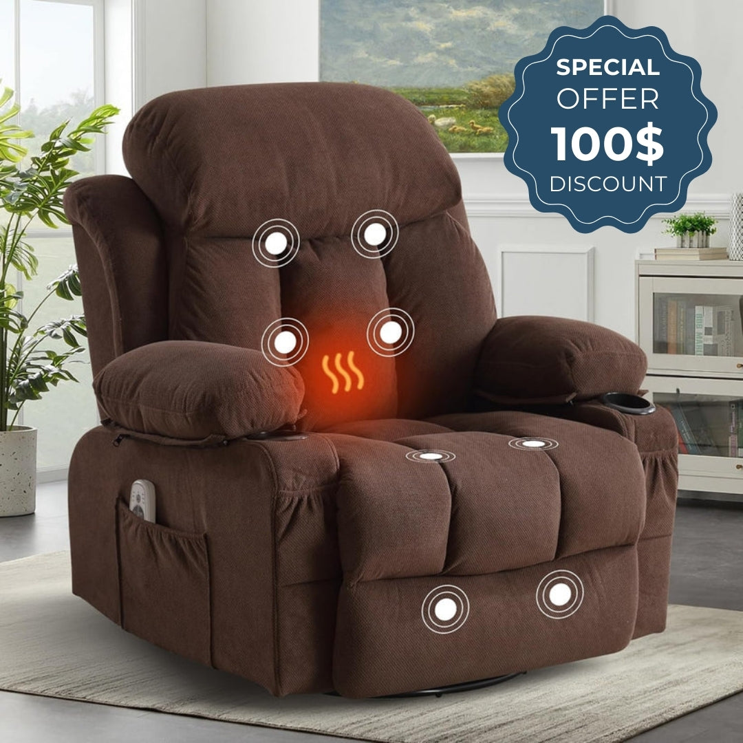 Oversized Power Recliner with Vibration Massage & Lumbar Heating