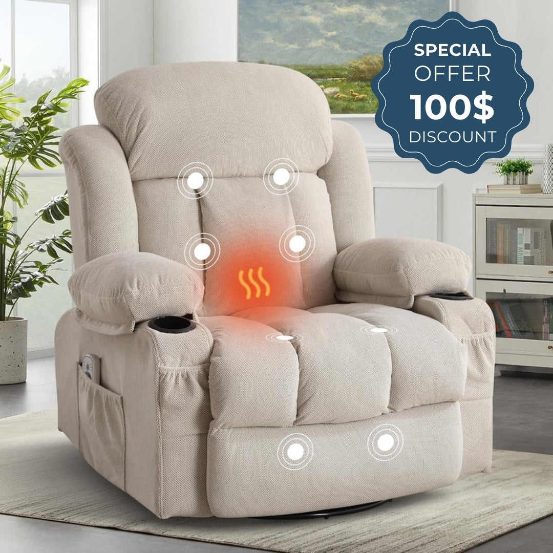 Oversized Power Recliner with Vibration Massage & Lumbar Heating