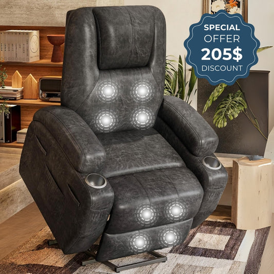 Power Lift Heavy-Duty Leather Recliner Chair