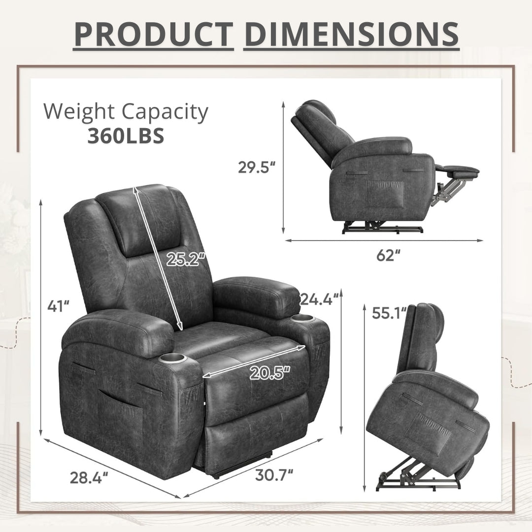 Power Lift Heavy-Duty Leather Recliner