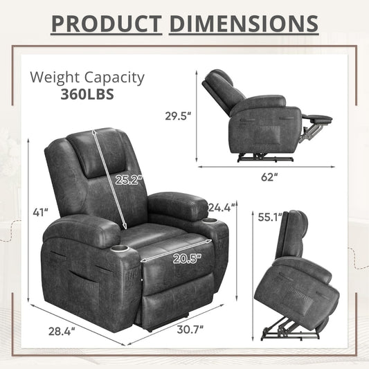 Power Lift Heavy-Duty Leather Recliner