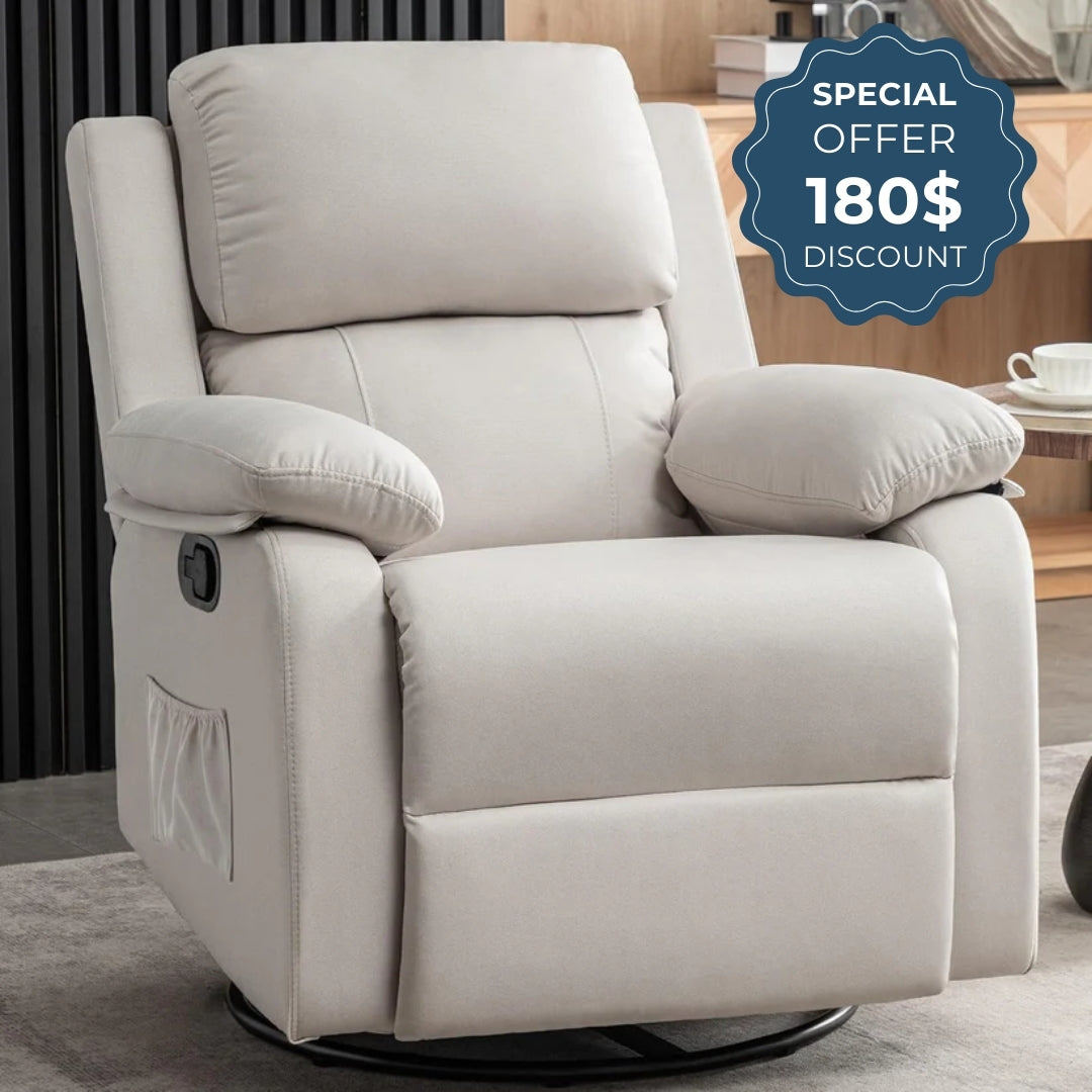 Recliner for Heavy & Short People with Side Pockets (360 Swivel & Rocking For Small Spaces)