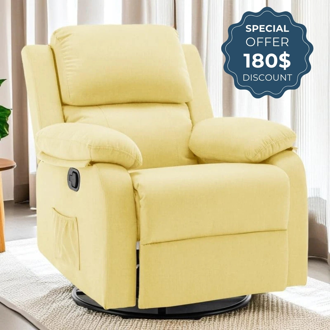 Recliner for Heavy & Short People with Side Pockets (360 Swivel & Rocking For Small Spaces)