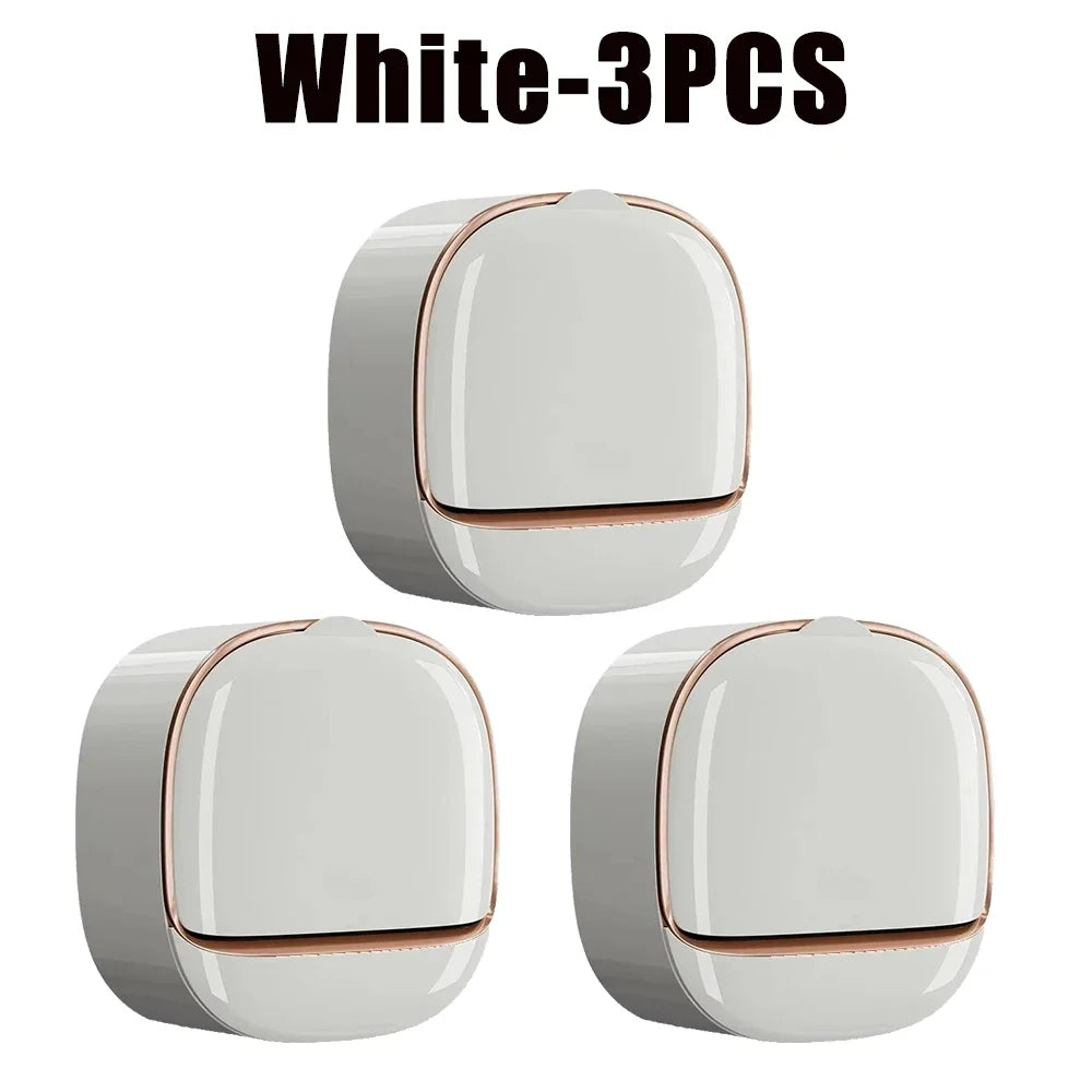 1-10Pcs Soap Wall-Mounted Light Luxury Holder Punch-Free Soap Box Drain Laundry Soap for Easy Cleaning Non-punching