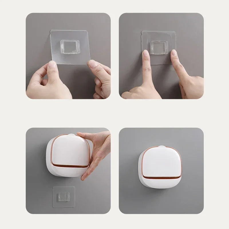1-10Pcs Soap Wall-Mounted Light Luxury Holder Punch-Free Soap Box Drain Laundry Soap for Easy Cleaning Non-punching