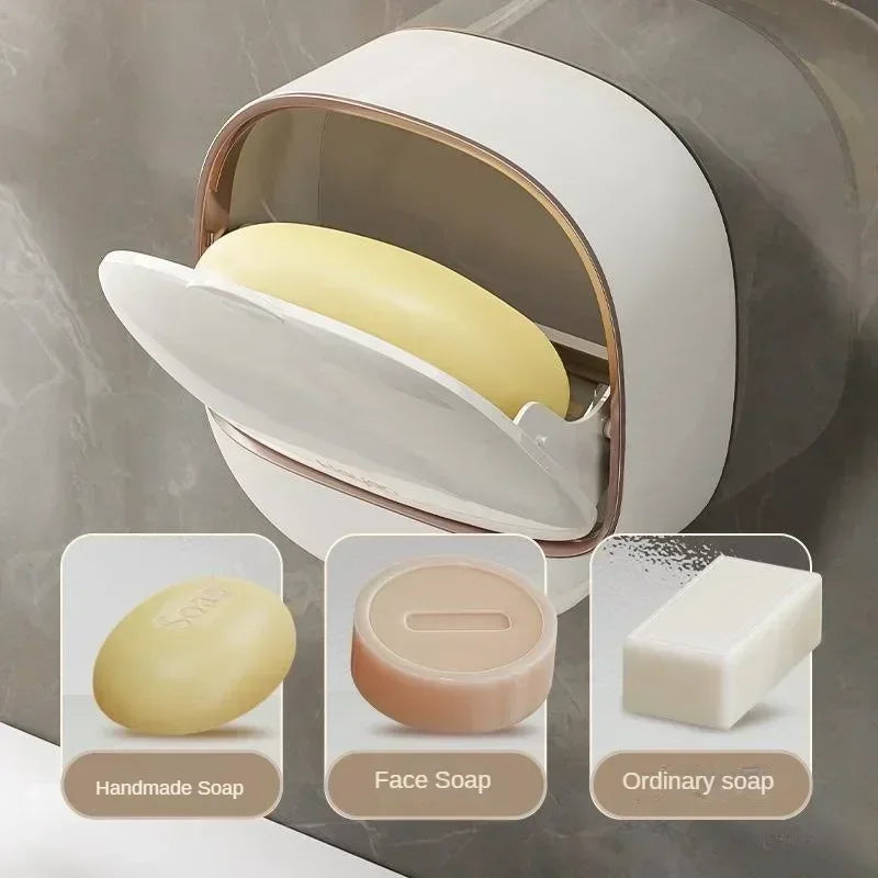 1-10Pcs Soap Wall-Mounted Light Luxury Holder Punch-Free Soap Box Drain Laundry Soap for Easy Cleaning Non-punching