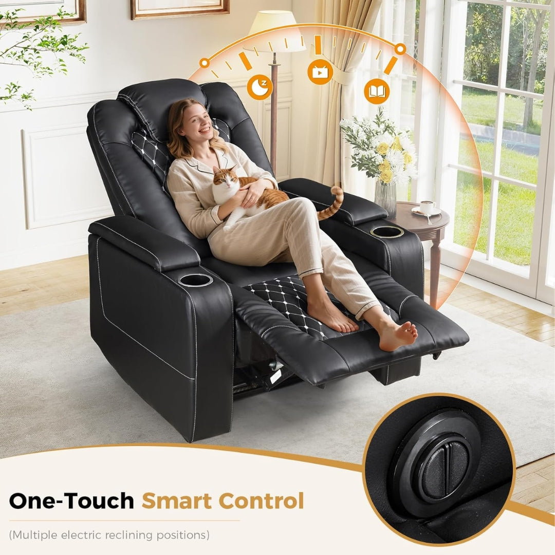 Overstuffed Home Theater Seating PU Leather Recliner For Heavy Person