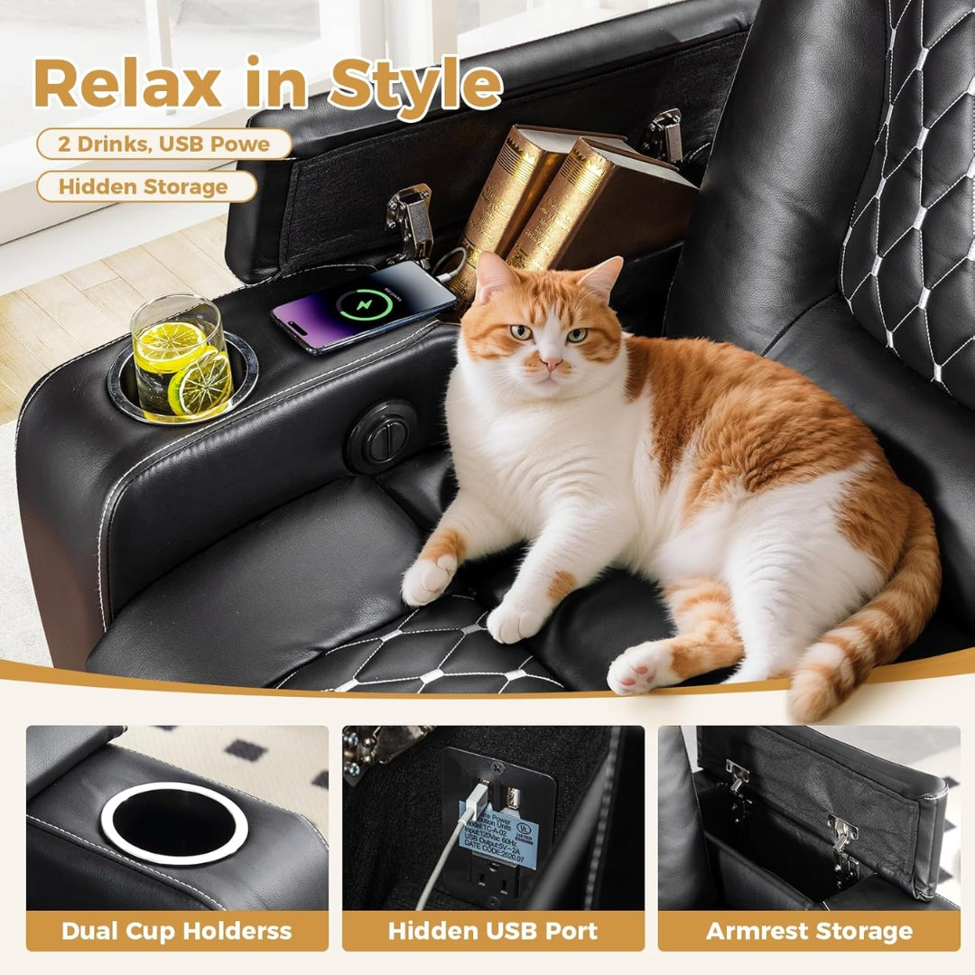 Electric Theater Seating PU Leather Recliner For Heavy Person