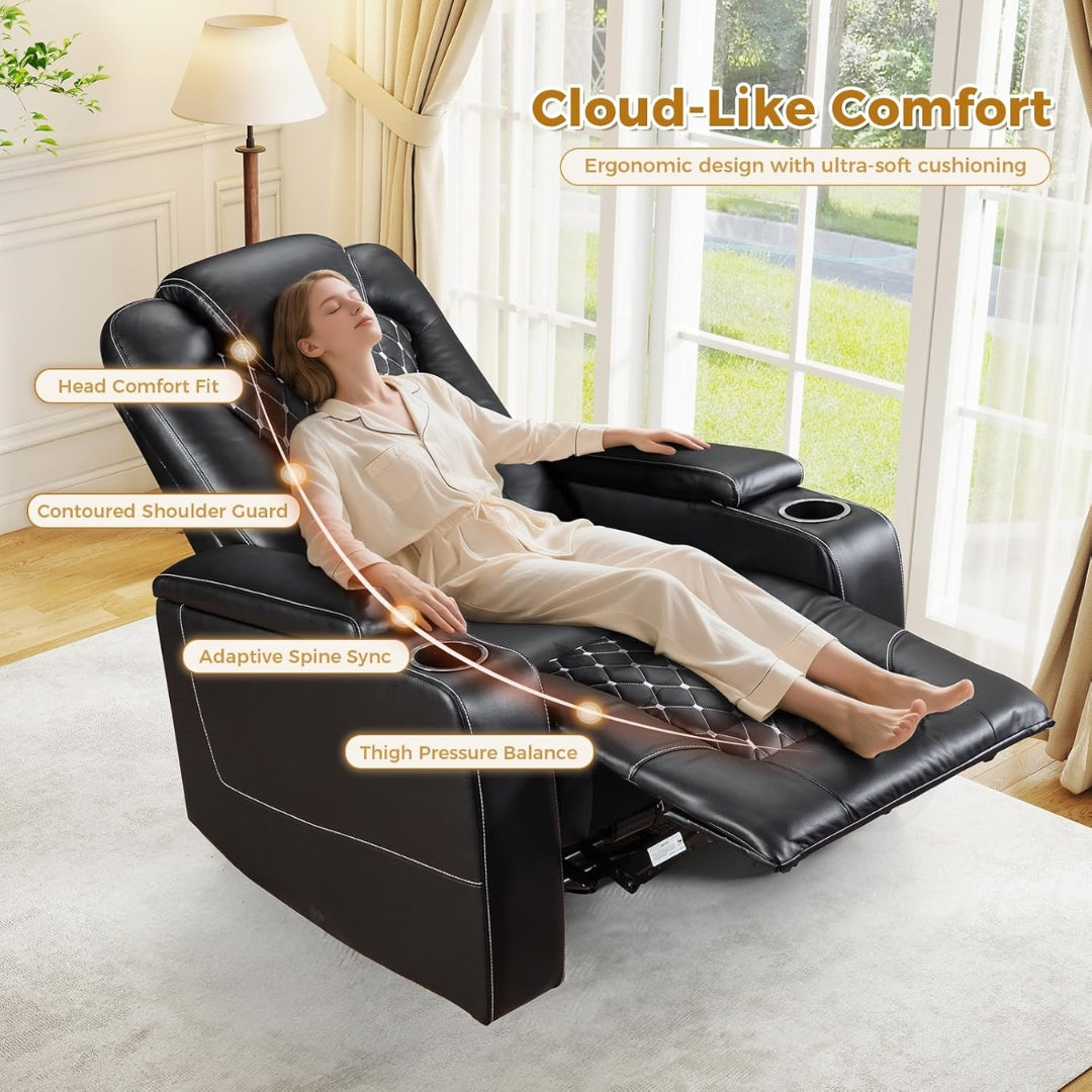 Overstuffed Electric Home Theater PU Leather Recliner For Heavy Person