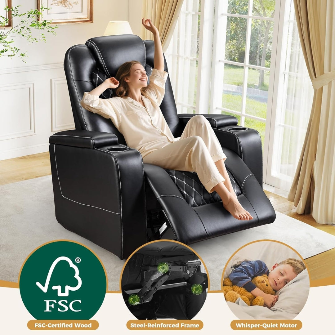 Home Theater Seating PU Leather Recliner For Heavy Person