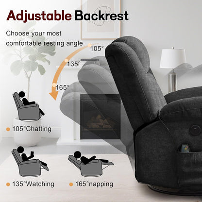 Heavy Duty Recliner with High Weight Capacity (360° Swivel & Rocking)