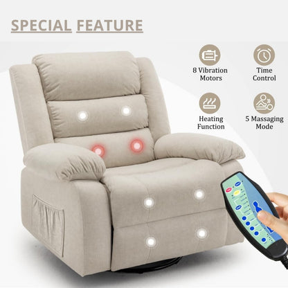 Large Rocker 360° Swivel Oversized Recliner