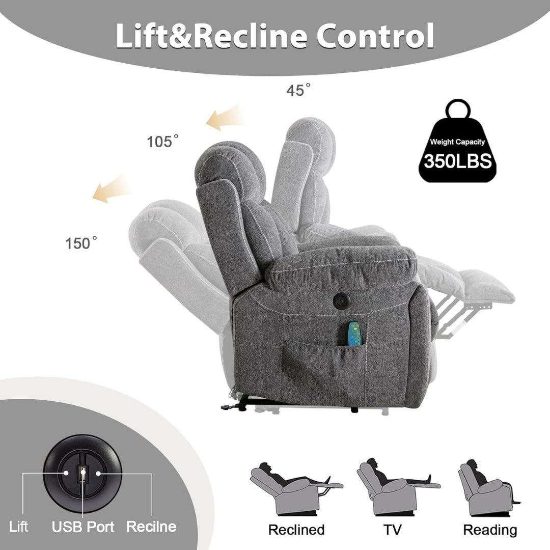 Large Power Recliner for Big and Tall People Recliners with Cup Holders, Side Pockets & USB Port