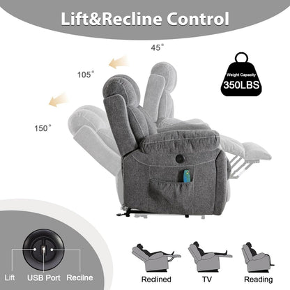 Large Power Recliner for Big and Tall People Recliners with Cup Holders, Side Pockets & USB Port