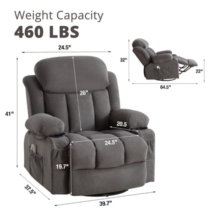 Oversized Power Recliner with Vibration Massage & Lumbar Heating