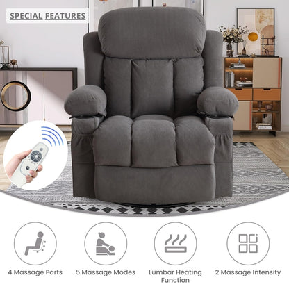 Oversized Power Recliner with Vibration Massage & Lumbar Heating