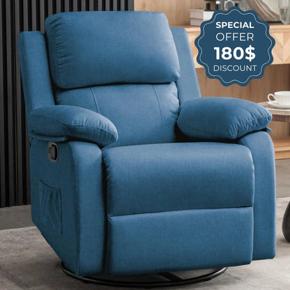 Recliner for Heavy & Short People with Side Pockets (360 Swivel & Rocking For Small Spaces)