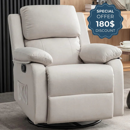 Recliner for Heavy & Short People with Side Pockets (360 Swivel & Rocking For Small Spaces)