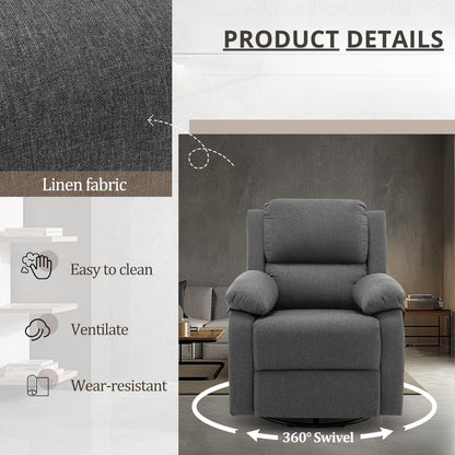 Recliner for Heavy & Short People with Side Pockets (360 Swivel & Rocking For Small Spaces)