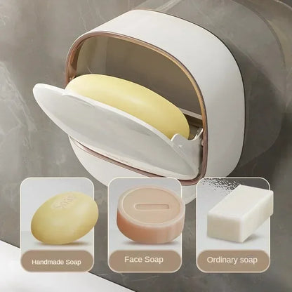 1-10Pcs Soap Wall-Mounted Light Luxury Holder Punch-Free Soap Box Drain Laundry Soap for Easy Cleaning Non-punching