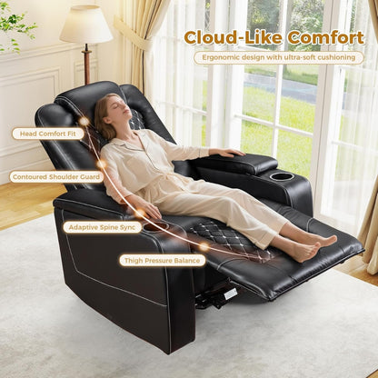 Overstuffed Electric Home Theater PU Leather Recliner For Heavy Person